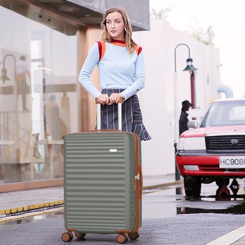 SHOWKOO Luggage Sets 3 Piece Hardside Expandable Suitcase with Double Spinner Wheels Tsa Lock Green (20in/24in/28in) - Image 3