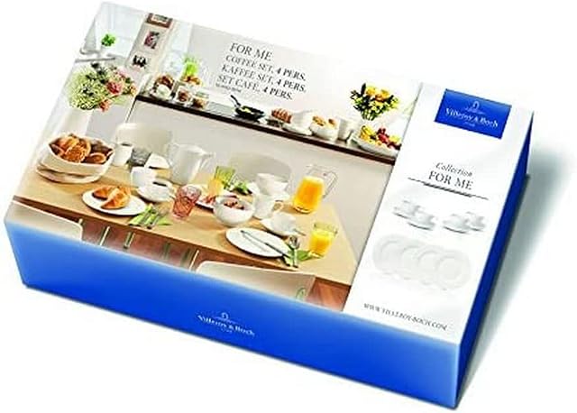Villeroy und Boch For Me serwis do kawy dla 4 osób, porcelana premium, biały, 12-częściowy
