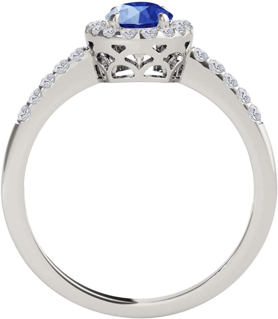 MauliJewels Engagement Rings Women 1.18 Carat Oval Shaped Sapphire And Diamond Bridal Set prong 10K White Gold
