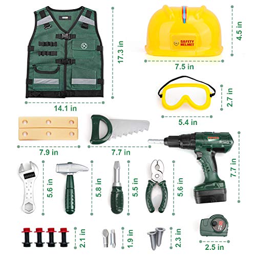 STEAM Life Kids Tool Set - Battery Powered Toy Drill - Pretend Play Toy Tool Set for Toddlers with Tool Vest, Hard Hat, Drill, Toy Tools - Tool Kit for Kids - Play Tool Set for Boys Kids3 4 5 6 7 - Thumbnail 3