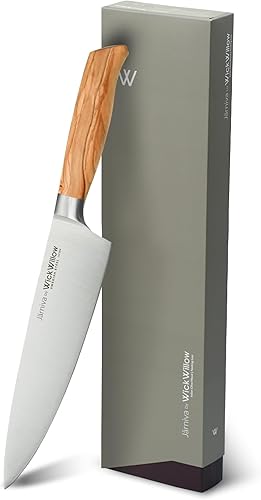 Cuchillo de chef de 8 pulgadas, cuchillo de cocina de acero sueco afilado con mango de madera de olivo italiano, cuchillo de corte premium para