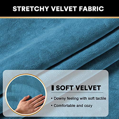 Vevet Seat Cushion Covers Stretch Couch Cushion Cover For Individual Cushions Sofa Seat Couch Slipcover Sets Sofa Seat Cushion Covers For Pets Dogs (3 Pieces, Blue) #TOP3
