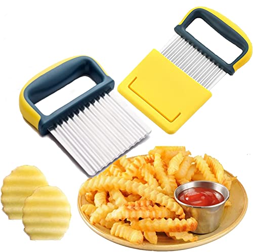 Wellenschneider, Pommes Wellenschneider Kinder, 304 Edelstahl Kartoffelschneider Riffelmesser, Wellenschnittmesser Gemüse, Wellenmesser für Gemüse Obst Salat Schneider, Wellenschnittmesser Baby Cover
