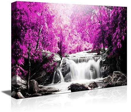 Wall Art for Living Room Simple Life Purple Tree Waterfall Landscape Abstract Painting Office Wall Art Decor 12