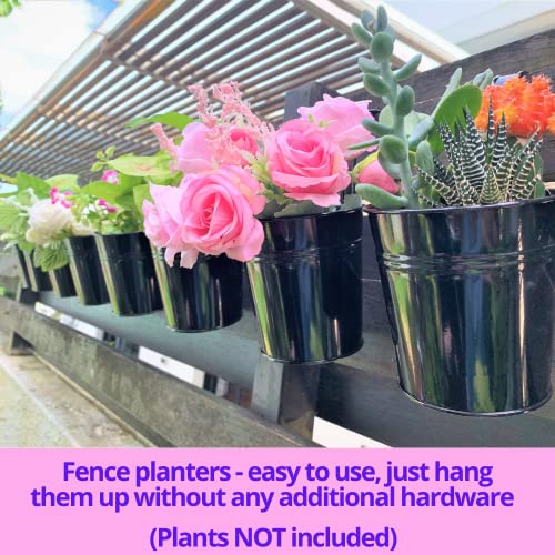 Lalagreen Small Hanging Planters - 10 Pack, 4 Inch Black Metal Bucket Small Flower Pots For Outdoor Outside, Balcony Railing Hanging, Cute Garden Decor Rail Wall Farmhouse Rustic Deck Porch Succulent #TOP3