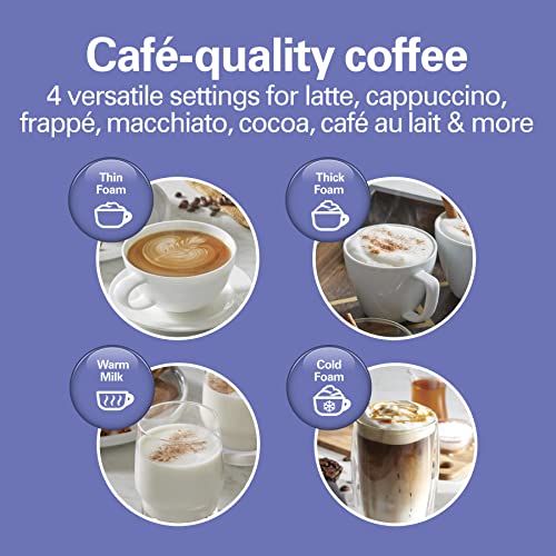 Hamilton Beach Electric Milk Frother & Warmer, Automatic Warm or Cold Foam, 5-10 oz., Create Café-Quality Coffee, Latte, Cappuccino, Frappe, Hot Chocolate, 4 Settings, Stainless Steel (43565C) by Hamilton Beach - Image 2