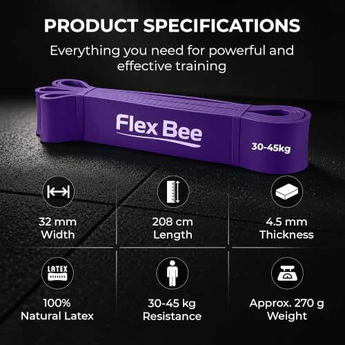 Image of FlexBee Heavy Resistance Bands for Workout, Pull Up Assist, Strength Training & Stretching | Exercise Loop Bands for Men & Women Home Gym Fitness Equipment (Purple, 30-45 kg Resistance, Latex)