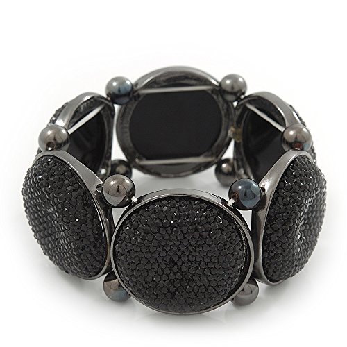 Bracelet flexible avec cercle noir scintillant pour poignet M/L