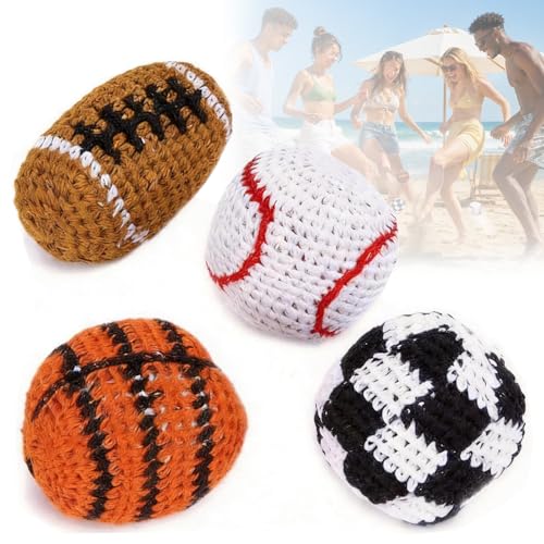 4-Pack Soft Hacky Footbag Set Beginner & Adult Kick Balls