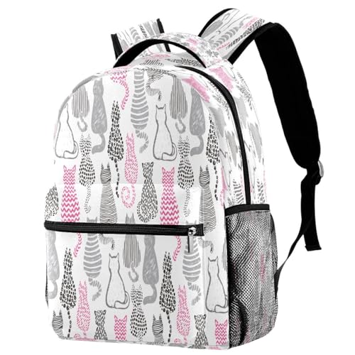 Sac à dos de voyage décontracté 29.4x20x40cm rose noir gris pour fille et garçon