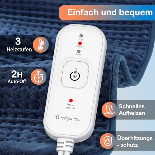 Comfytemp XXL-großes Heizkissen 83x43cm, Ultraweich Wärmekissen mit Abschaltautomatik, Alterfreundlich Heizdecke für Rücken Schulter Nacken Bauch Beine Knie Geschenke Mütter, Frauen, Mama, Papa