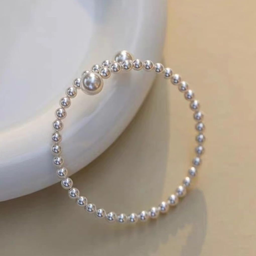 Pearl Bracelets for Women,Adjustable Beaded Cuff Bracelet Trendy Statement Bangle Bracelets,Aesthetic Everyday Pearl Jewelry Accessories Gifts - Image 5