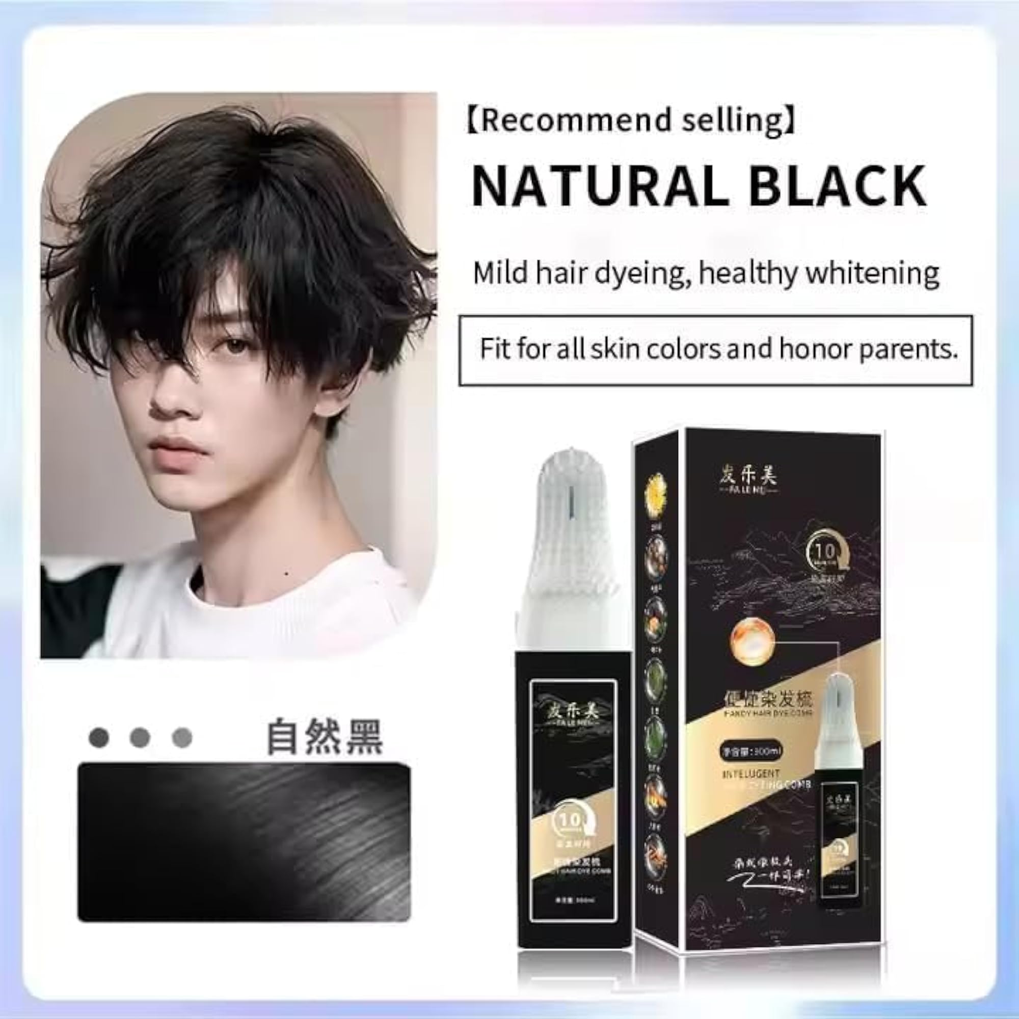 Natural Hair Color Comb Black, Long-Lasting Effect