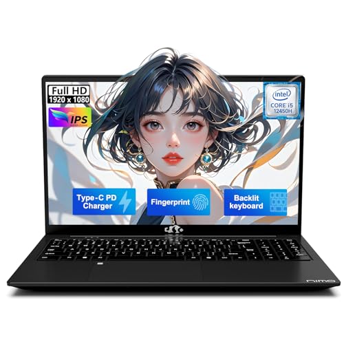 NIMO 15.6" FHD-IPS-Laptop, Intel i5-12450H 8 Cores 16GB RAM 1TB SSD (Beat i7-11800H, Up to 4.4 GHz) 100W Type-C Fingerprint Backlit Keyboard for Professionals & Students Office, Study & Travel