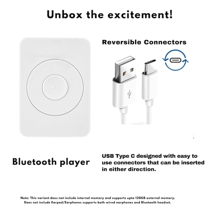 Image of Xzor Bluetooth Player - Built-in Speaker, Automatic Pairing MP3 Player - White