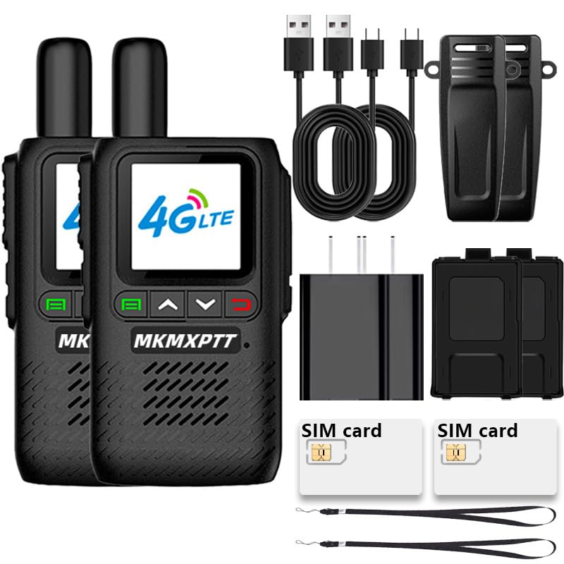 MKMX-PTT Walkie Talkie 4G LTE Szyfrowanie Głosu 6000mAh Kompatybilny z Kartami SIM 152 Krajów Prognoza Pogody Wysokiej Jakości Dźwięk Czarny (1)