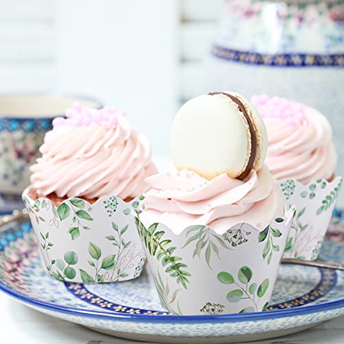 Greenery Cupcake Wrappers,50Pcs Eucalyptus Floral Cupcake Wrappers Rustic Cupcake Liners For Rustic Weddings,Wild Animals Baby Shower Decorations #TOP5