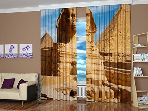 Factory4me Ancient Curtains Egypt Sphinx. Window Curtain Set of 2 Panels Each W52 x L96 Total W104 x L96 inches Drapes for Living Room Bedroom Kitchen