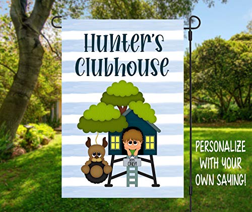 Yilooom Personalized Kids Clubhouse Flag, Kids Tree House Flag, Kids Fort Flag, Kids Personalized Flag, Boy Fort Flag, Yard Decor, Clubhouse Decor, Outdoor Yard Decor, 28 X 40 Inch