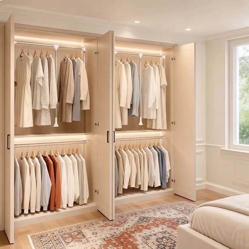 bimiti Pull Down Closet Rod Auto-return, Adjustable 33-45 inches Side Mounted Closet Rod, Two-way Buffering 60 lbs Heavy Duty Closet Pull Down Rods, White by bimiti - Image 2