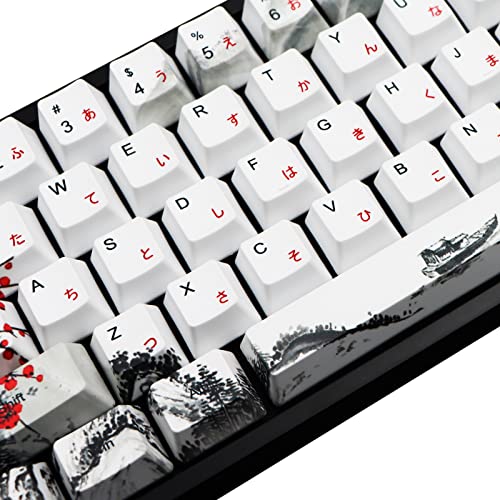 Molgria Keycaps 68 Set For Rk68 Gk68 Mechanical Keyboard, Custom Pbt Oem Profile Key Caps Japanese Font With Keycap Puller For Gateron Kailh Cherry Mx Switch Ansi Layout Keyboard(Plum Blossom) #TOP2