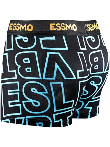 Mens Underwear Boxer Briefs Fly with Built-in 3D Pouch Comfortable Cool Underwear for Men Letter Printed 5 Pack4