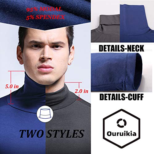 Ouruikia Men's Lightweight Thermal Shirts Modal Base Layer Turtleneck Long Sleeve Pullover Tops3