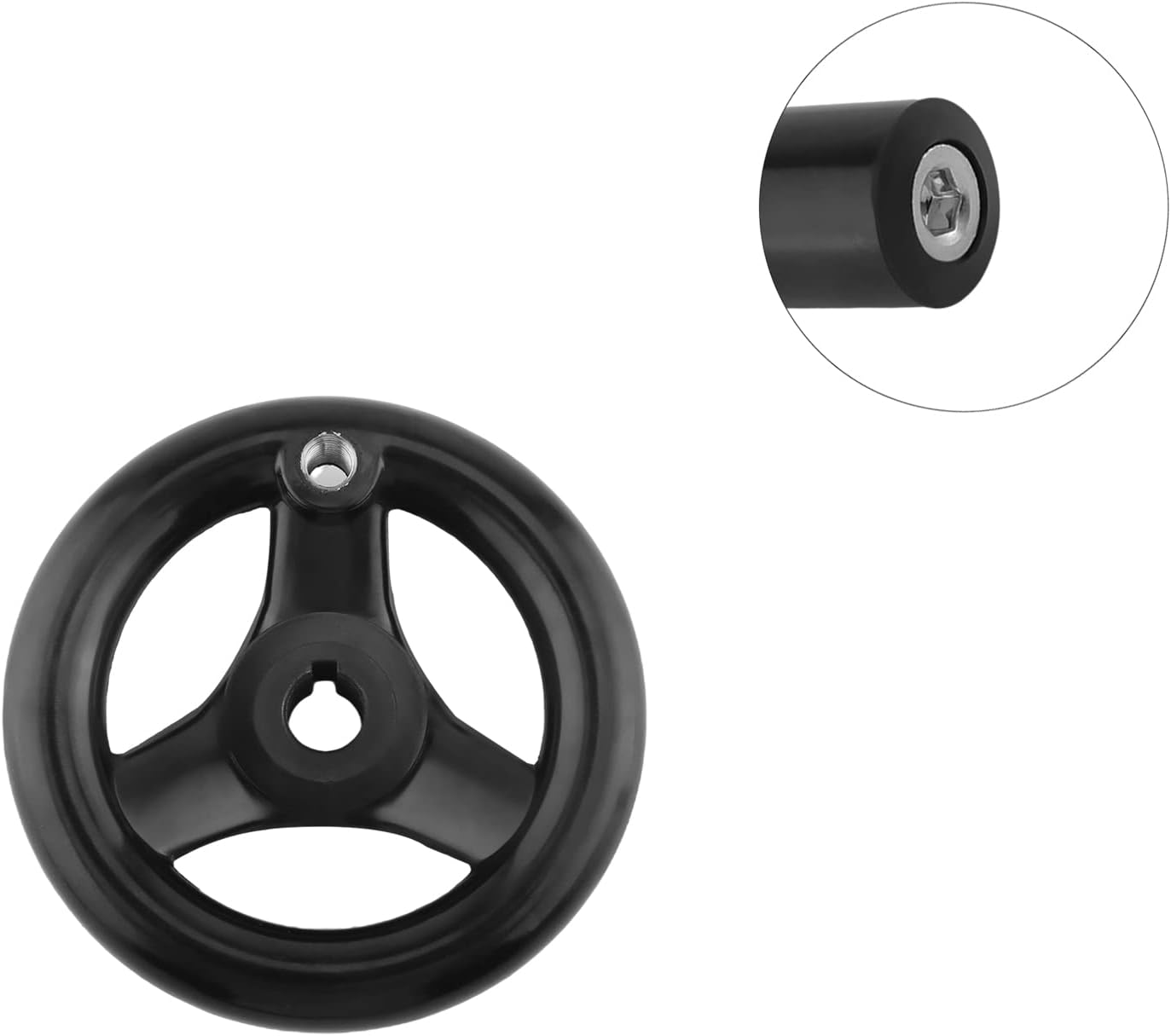 Aicosineg 3 Spoke Hand Wheel with Revolving Handle Black Round Three Handwheel 12x100mm for Lathe Milling Machine