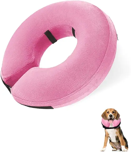 Collare Elisabetta Gonfiabile per Cani e Gatti Rosa - Regolabile e Comodo