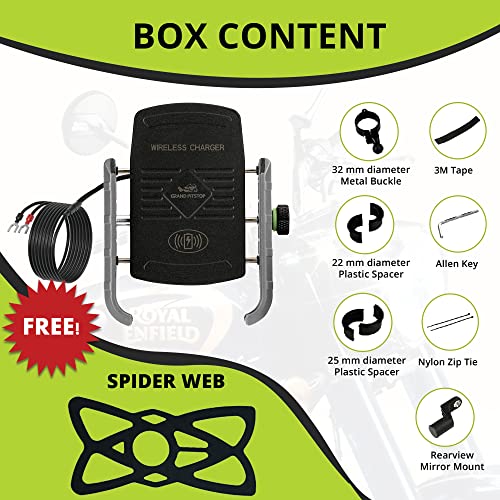 Image of GRAND PITSTOP Mobile Holder for Bikes, Motorcycle, Scooter, Bicycles, Wireless Jaw Grip Bike Mobile Holder for Maps and GPS Navigation with 360 Rotation Aluminium Handlebar Phone Mount-Silver