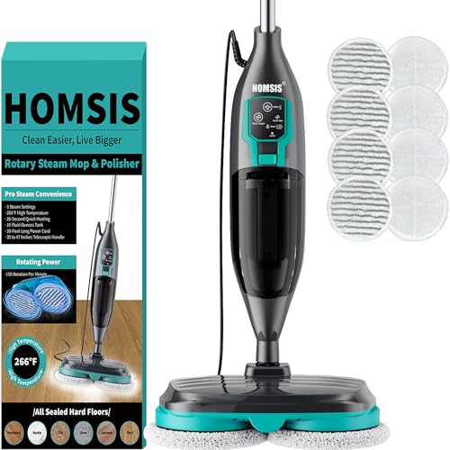 Steam Mop Floor Steamer Scrubber: Hardwood Tile Laminate and Vinyl Hard Surface Floors Scrub Cleaning Machine - Electric Power Spin Mops Wood Floor Cleaners Heavy Duty Scrubbing Mopping