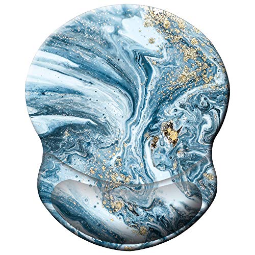 BOSOBO Ergonomic Mouse Pad with Gel Wrist Rest Support, Art Design Blue Marble