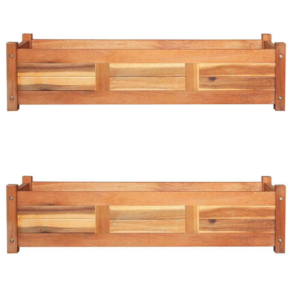 Podwyższone grządki ogrodowe 2 szt. Drewno akacjowe 100 x 30 x 25 cm
