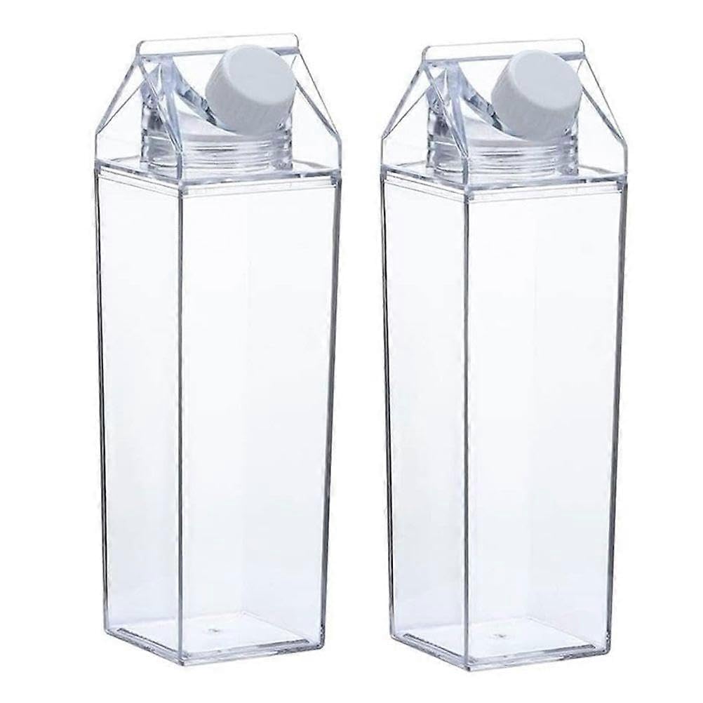 JOYHAPPST Milk Box Water Bottle Clear Milk Plastic Bottles Leakproof Cup for Water Juice Milk