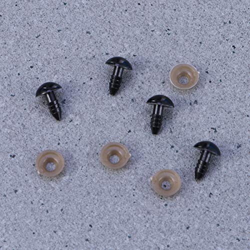 HEALLILY 100Pcs Olhos de SeguranÃ§a Olhos Pretos de PlÃ¡stico Olhos de Boneca Com Junta para Boneca