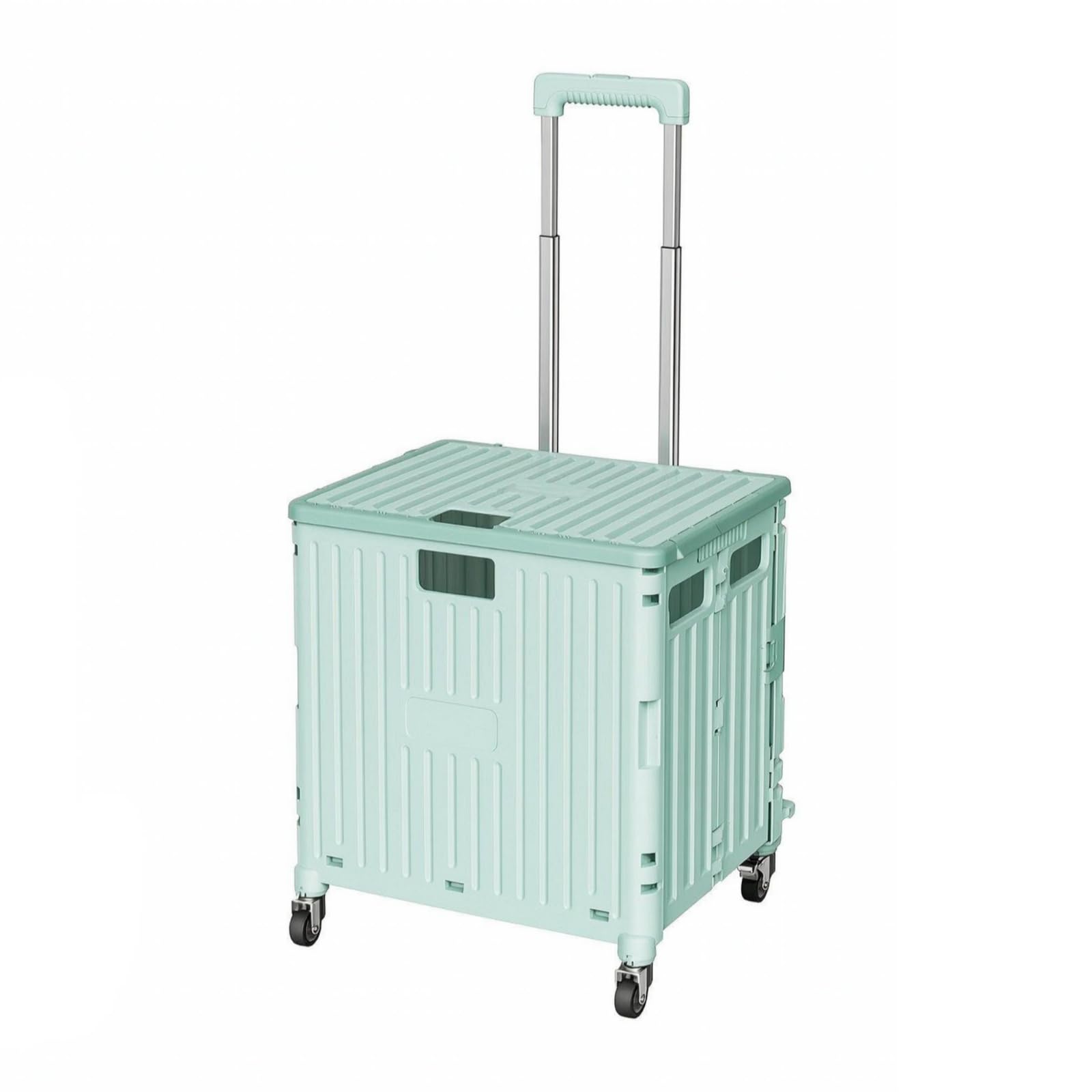 Platzsparend Klappbox mit Rollen, Groß, Morgendämmerungsgrün, 65 L, Vierrädrig, 360°-Lenkrollen Mit Bremse