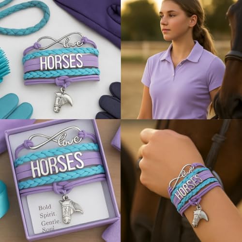 Horse Charm Bracelet, Horse Lovers Equestrian Jewelry - Pony Infinity Adjustable Bracelet for Women, Teens and Girls3
