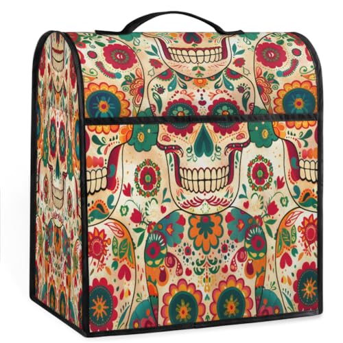 Coffee Maker Cover Vintage Sugar Skull Kitchen Appliance Covers Small Appliance Covers Blender Cover Juicer Cover Dust Covers for Kitchen Appliances with Top Handle and Pockets,Washable,B353