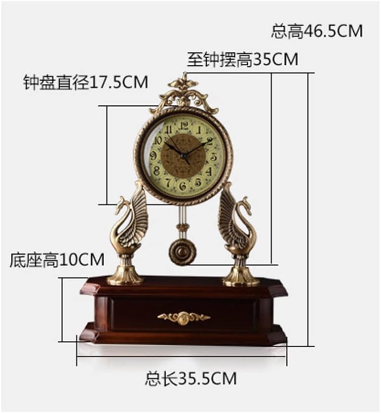 European Style Copper Swan Clock Pendulum Clock Bedroom Living Room Clock Home Table Clock Decoration