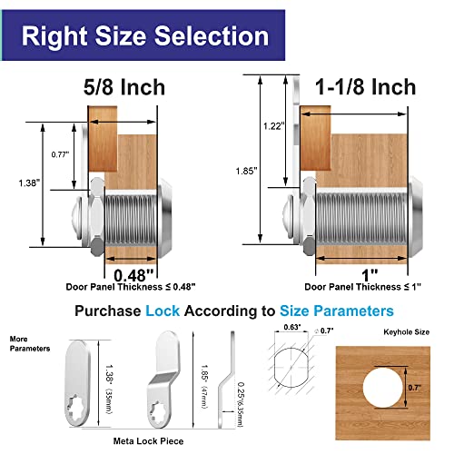 Jayseon 1 Pack Cabinet Locks with Key, Cam Lock 5/8
