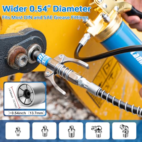 Image of 6 Pack Grease Gun Coupler, Dual Lever Quick Lock & Release Grease Tips