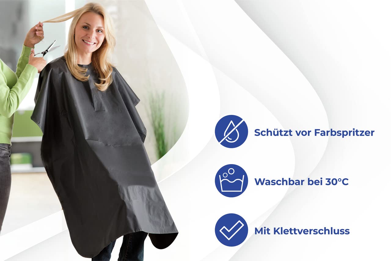 Betued Friseurschal – Waschbar, Mit Klettverschluss, Ca. 66 X 82 Cm, Schwarz-weiß Gestreift, Für Salon & Heimgebrauch