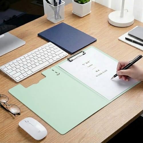 Image of oddpod Vertical A4 Plastic Clipboard with Elastic Strap /Multi-Function Document Paper Storage File Folder with Outer Cover for Students & Professionals - Mint Green