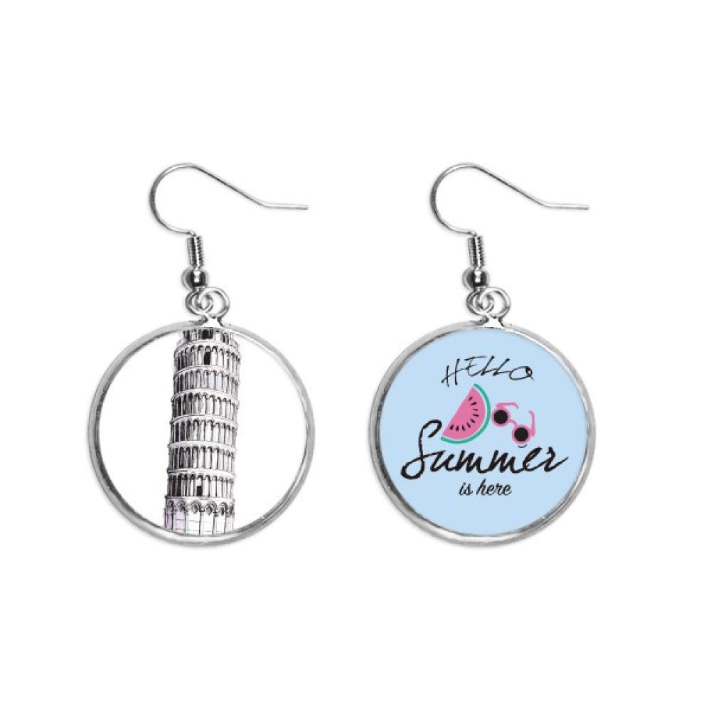 Pendientes de sandía con diseño geométrico vertical de torre de pizza 5