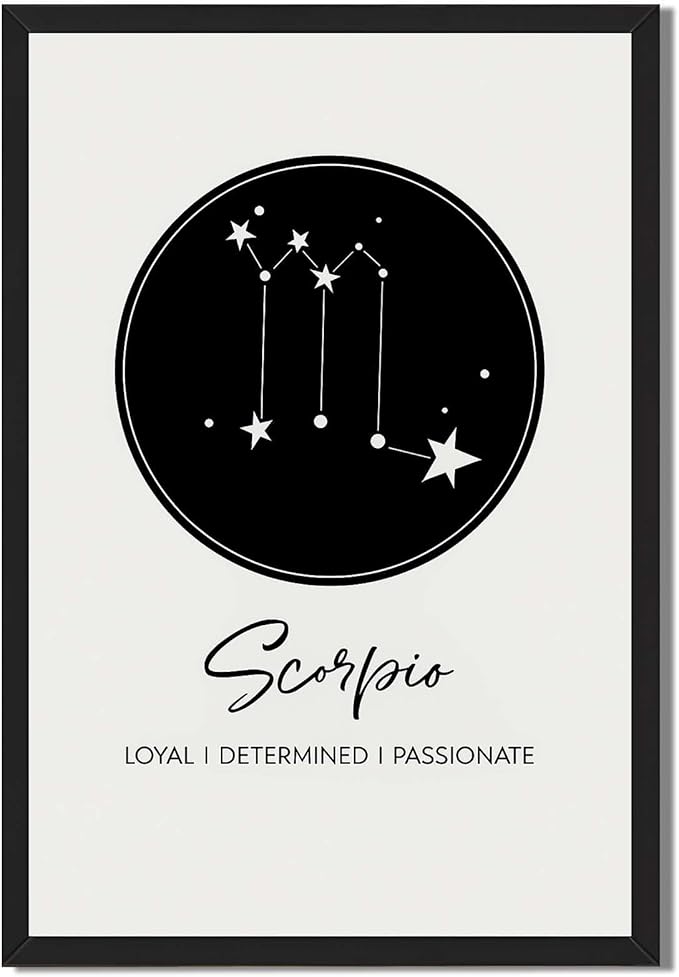 Framed Scorpio Zodiac Sign Poster Canvas Print Art, Minimalist Aesthetic Wall Art Painting, Trendy Wall Decor for Living Room, Home Decor, Pictures, Dorm Room, Art Print. (Blank Framed,8L X12W)