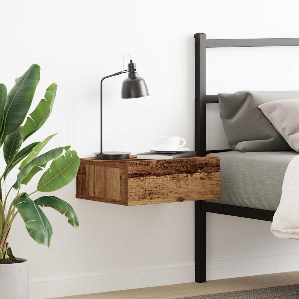 Wandmontierter Nachttisch aus Holzwerkstoff mit Stauraum, platzsparendes Design für Bücher, Lampen und Deko