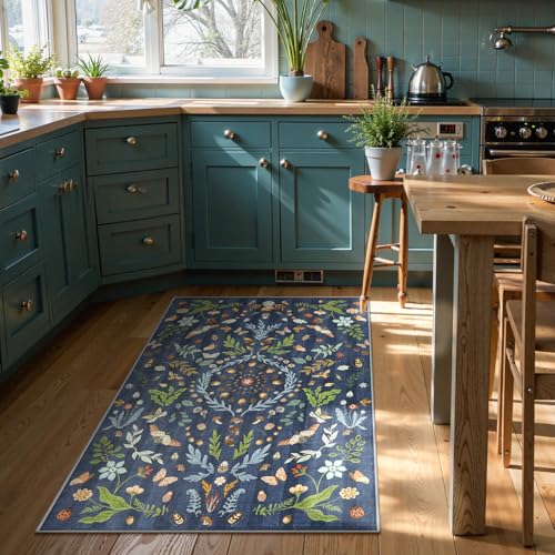 Tapete Lahome Chloe 3x5 Azul Oscuro Lavable miniatura 4