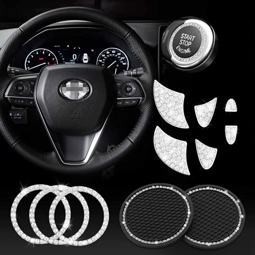 JINGSEN Bling Car Steering Wheel Decorative Diamond Sticker Fit for Toyota, Bling Car Steering Wheel Bling Interior Accessories for Camry,Corolla,Rav4,4runner,with 2pack Silicone Car Coasters JINGSEN Bling Car Steering Wheel Decorative Diamond Sticker Fit for Toyota, Bling Car Steering Wheel Bling Interior Accessories for Camry,Corolla,Rav4,4runner,with 2pack Silicone Car Coasters