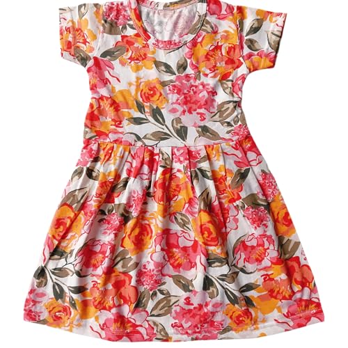 Image of Ting Ting Baby Girls Frock Dress Combo Pack of 4 (Short Sleeves,Multicolour)