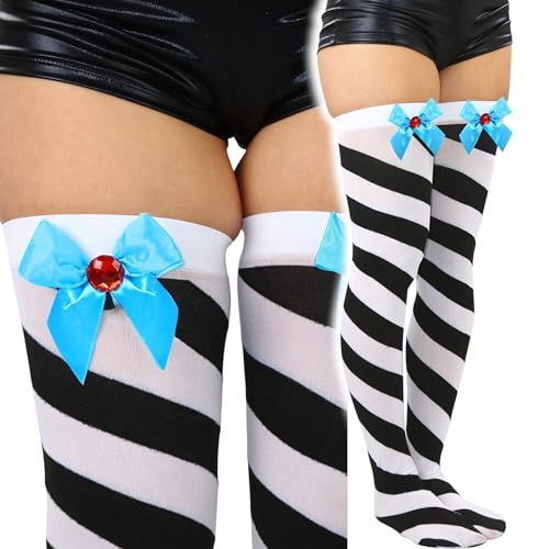 Image of ToBeInStyle Women's Novelty Vertical Spiral Striped Thigh High Stockings